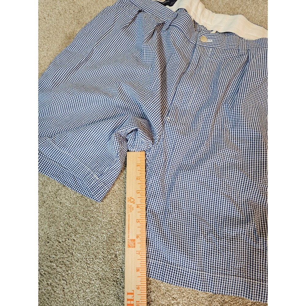 Polo Golf Ralph Lauren Shorts Mens Size 40 Blue Gingham Pleated Cotton Preppy - Picture 5 of 9